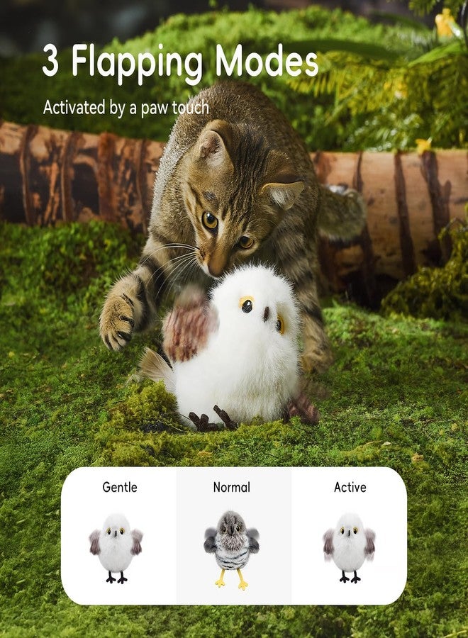 Petgravity Flapping Bird Cat Toy (No Flying), Lifelike Cuckoo Chirp Tweet Kitten Toy, Rechargeable Touch Activated Cat Toy Interactive Catnip Toy Exercise Toys for All Breeds 5.1" (Gray) - Image 2